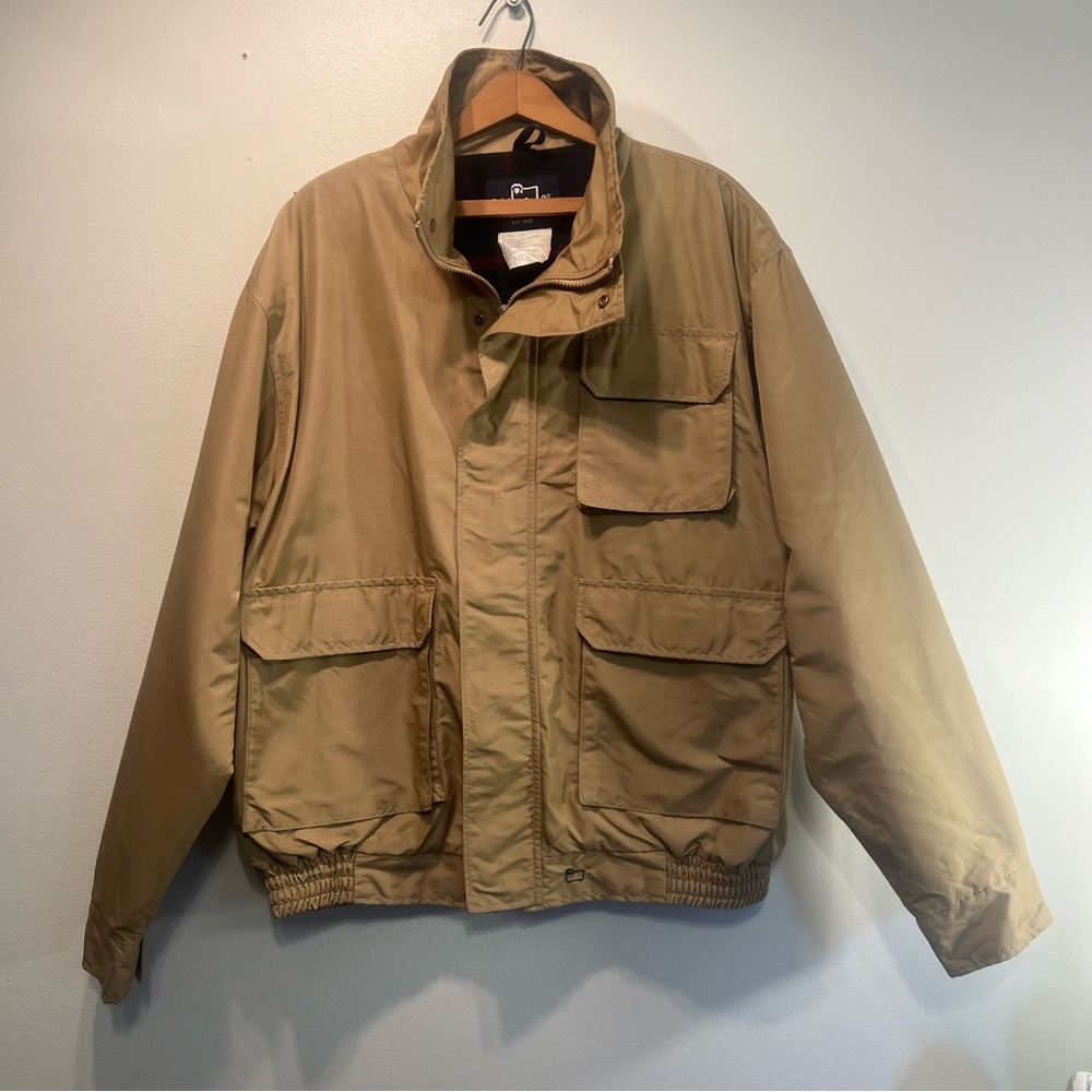 Vintage 80's Woolrich Jacket Mens Large Wool Flannel Lined Mountain Field Coat